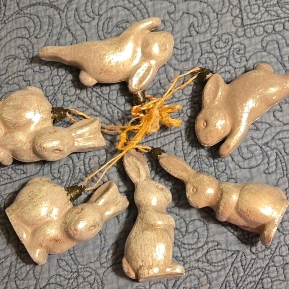 Silver Bunny Ornaments Set of 6